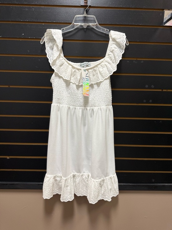 Almost Famous Dresses & Skirts - Almost Famous White Eyelet Ruffle Dress Smocked Bodice Boho Cottagecore Sz L NWT
